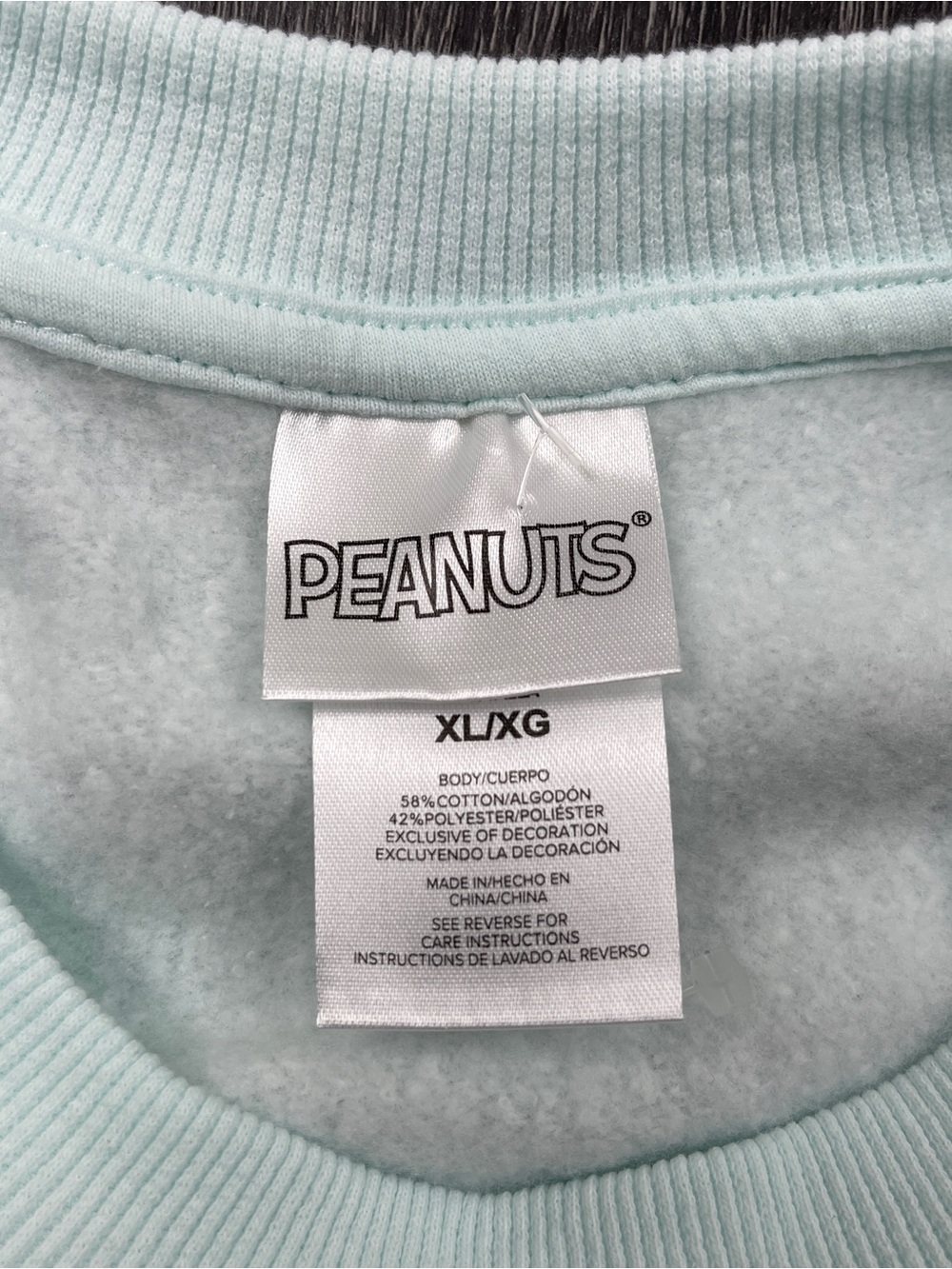 Peanuts Newspaper Print Double Sided Mint Green Sweatshirt Women’s Size XL NWT - Picture 5 of 6